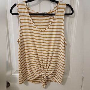 Green Envelope Striped Knot-Front Tank Top